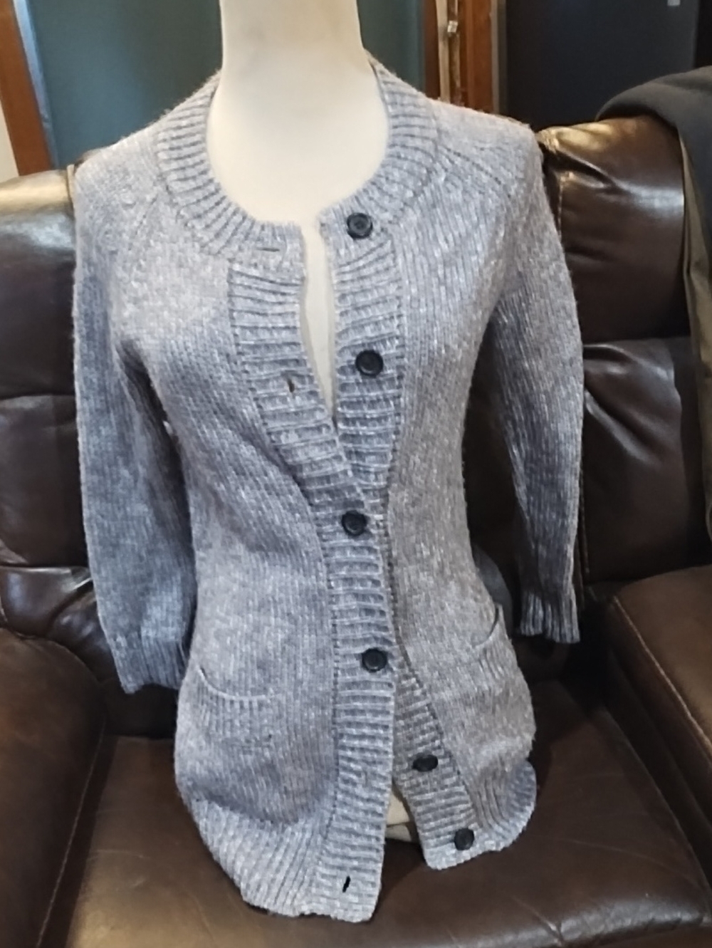 J Crew Grey Button-Front Women’s Sweater Cardigan